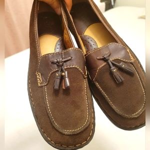 Beautiful  Women's Brown genuine Leather&Suede Loafers Size 8